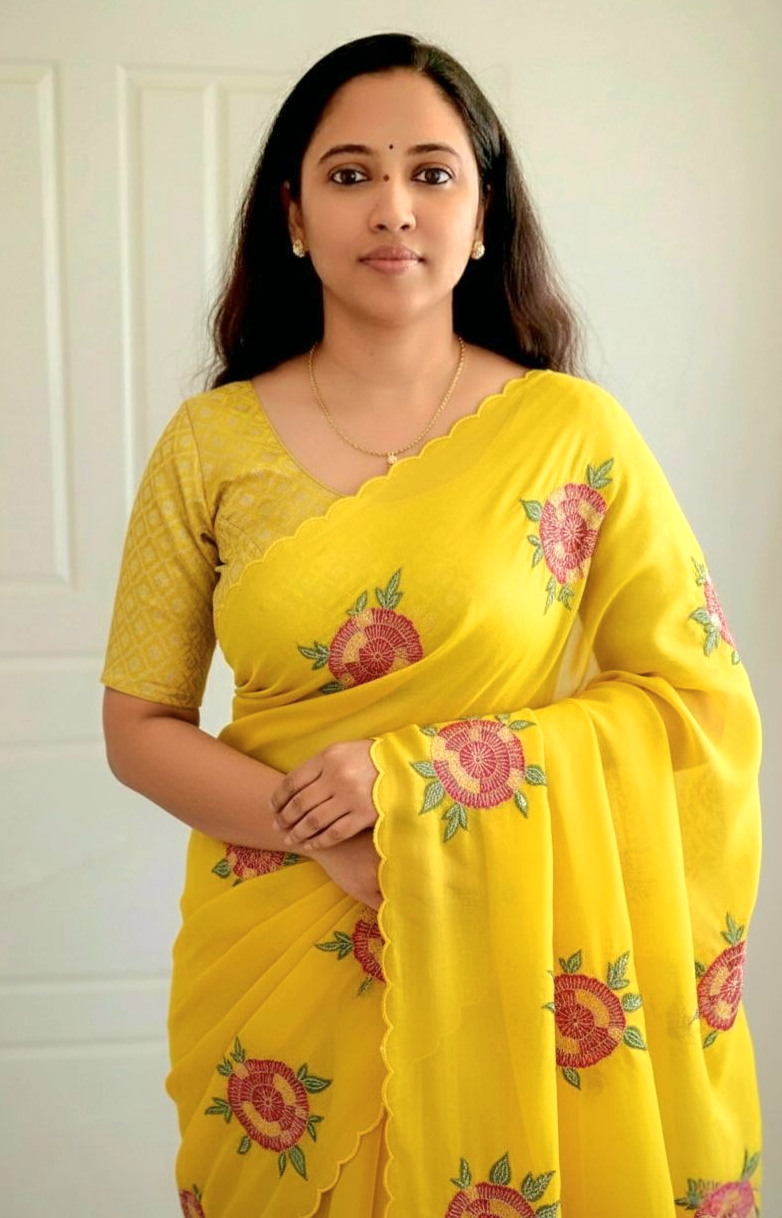 Pure Organza saree with Floral embroidery