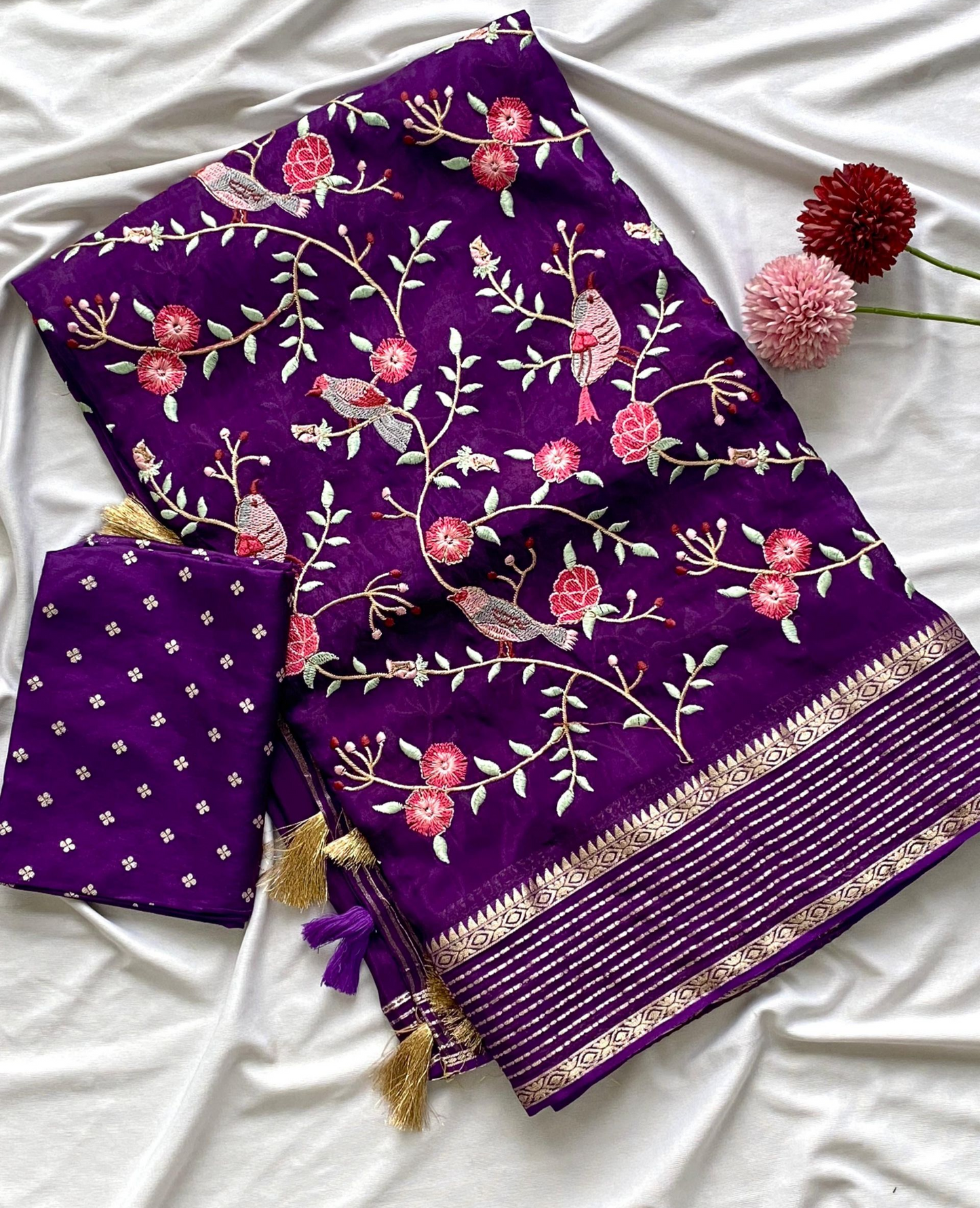 Premium silk saree with Thread embroidery