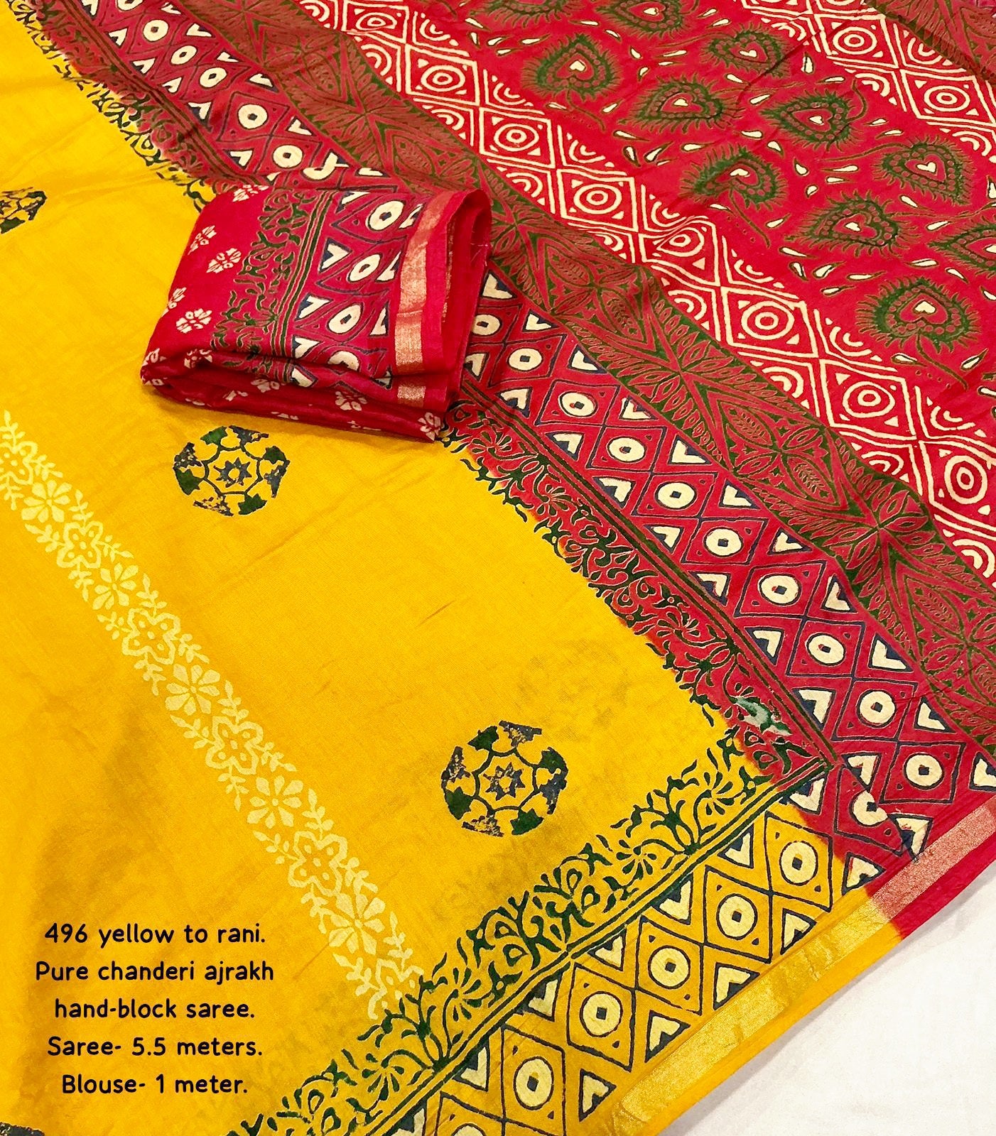 Pure chanderi saree with handblock print blouse