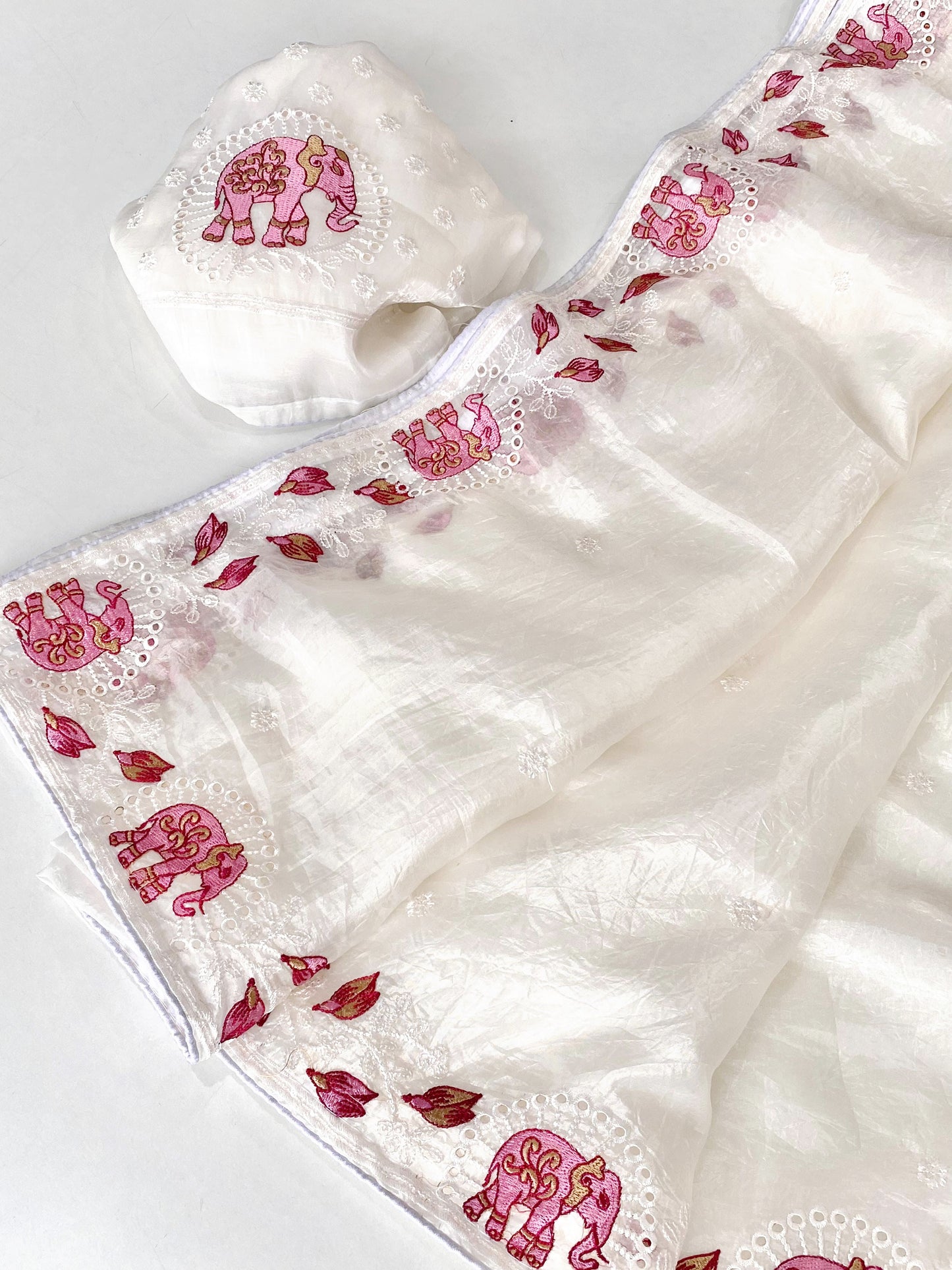 Crush silk saree with embroidery