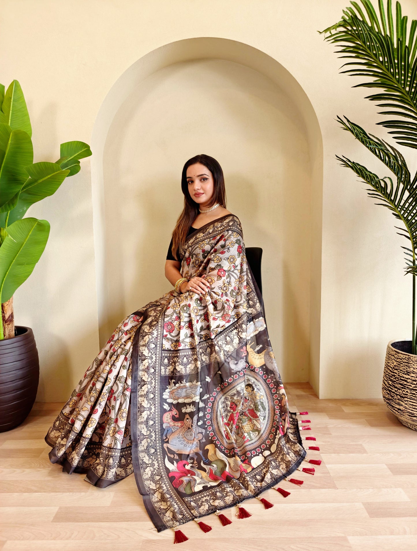 Soft cotton chanderi digital print saree