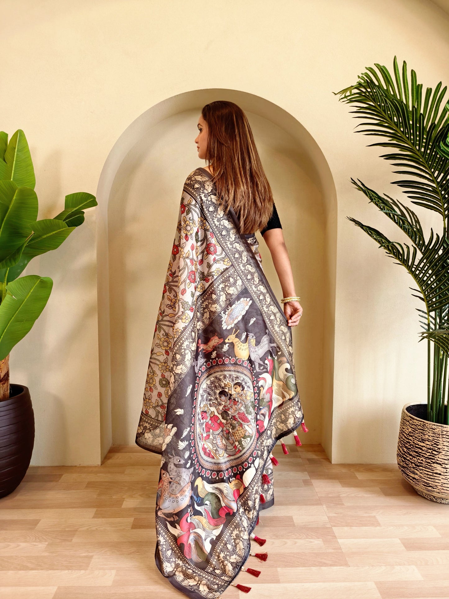 Soft cotton chanderi digital print saree