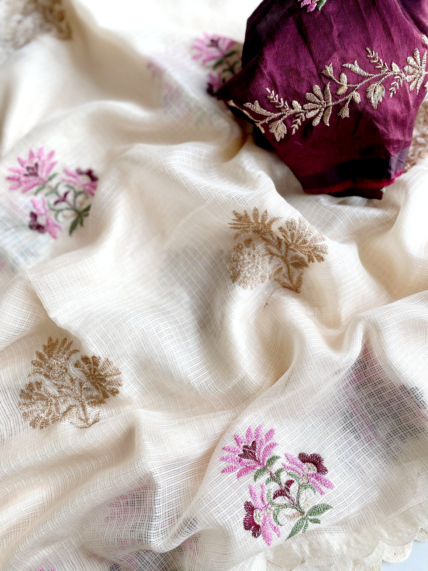 Kota Doriya Embroidered saree