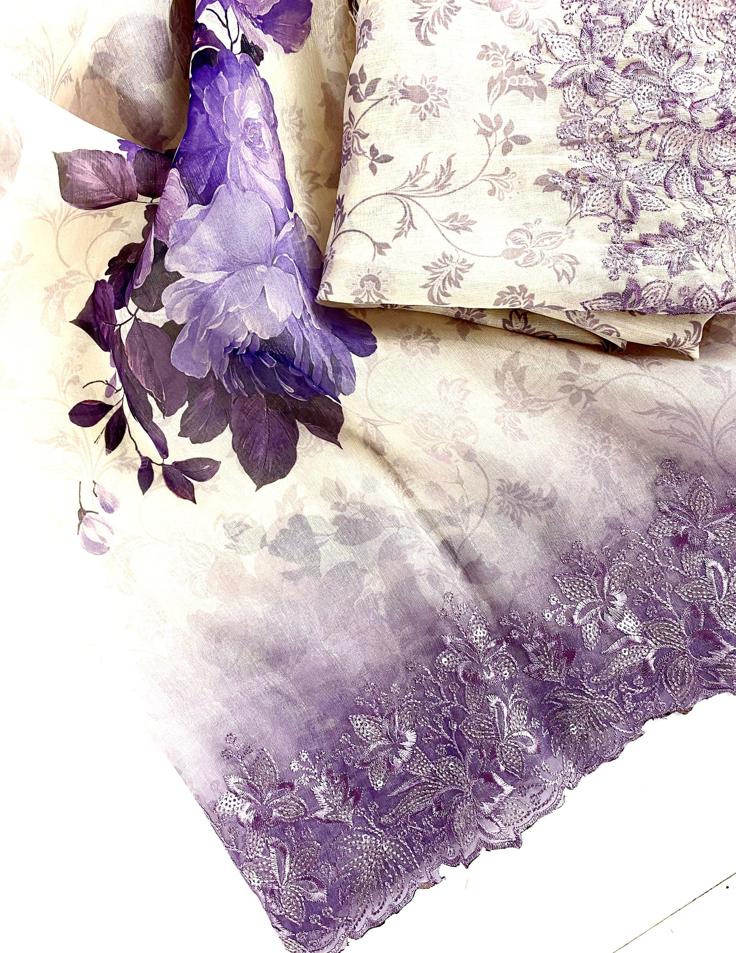 Organza saree with sequence embroidery