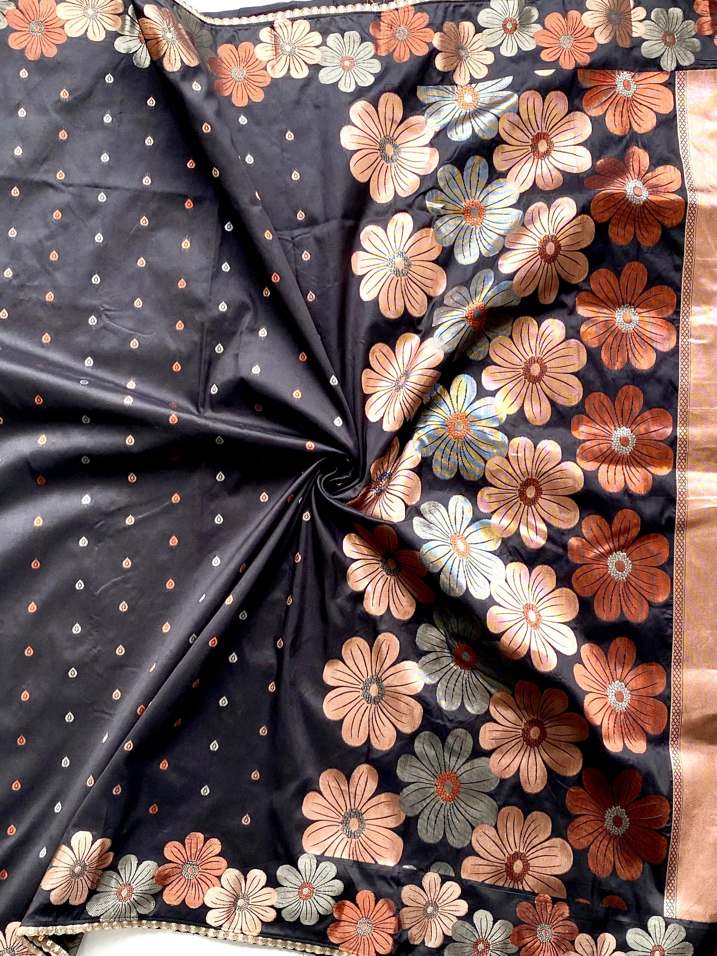 Pure soft silk saree with copper weaving