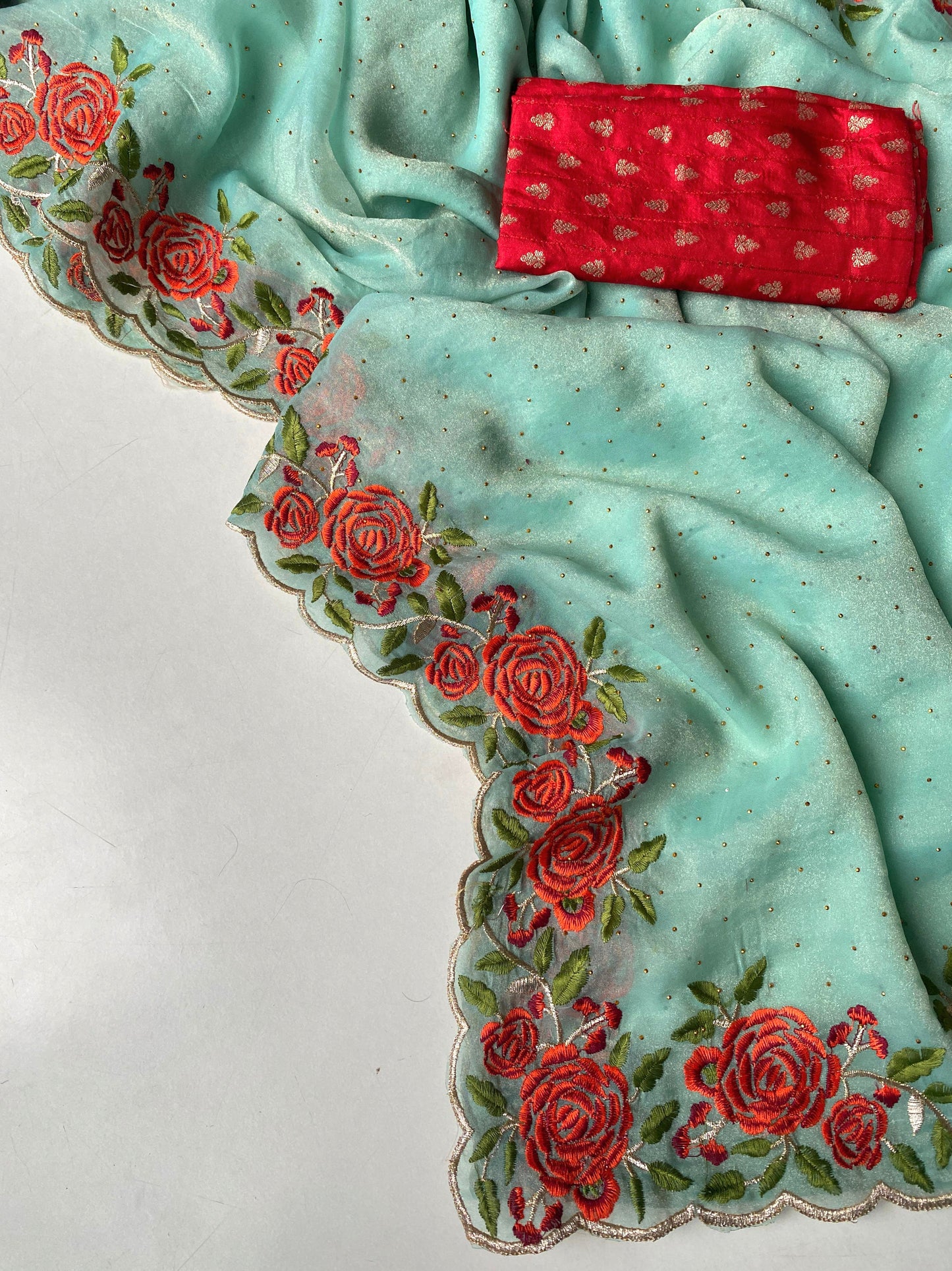 Pure satin Georgette saree