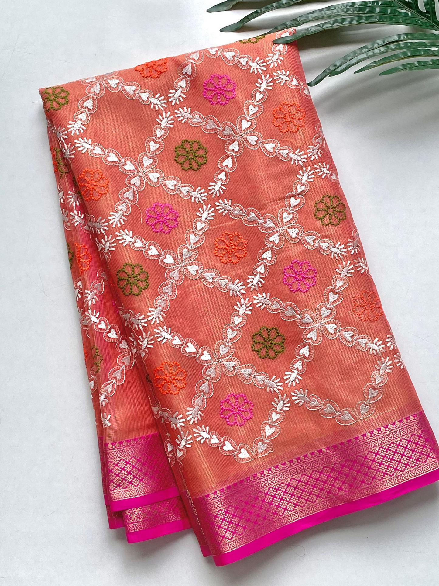 Tissue Kota Saree with embroidery