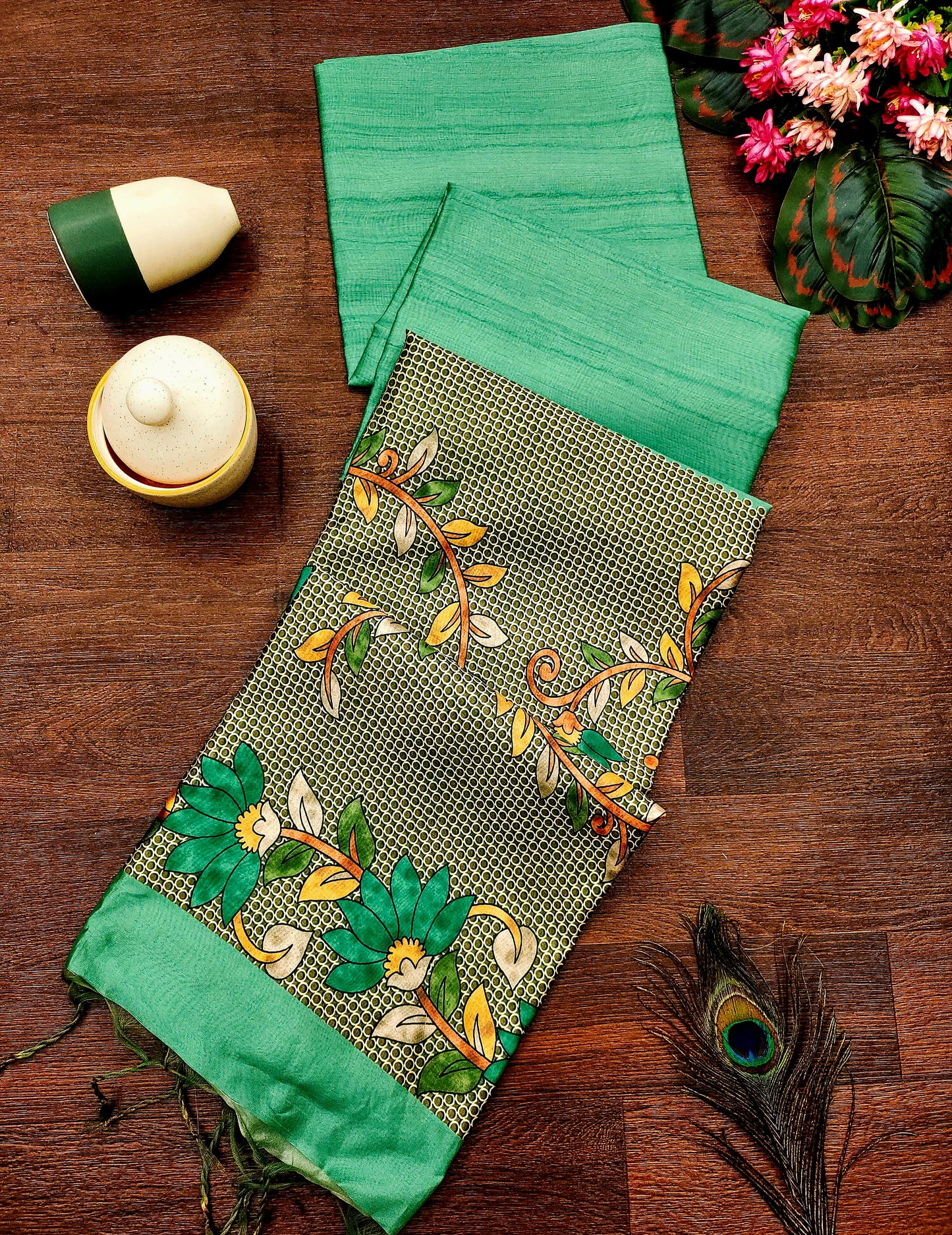 Beautiful semisilk saree with embroidery