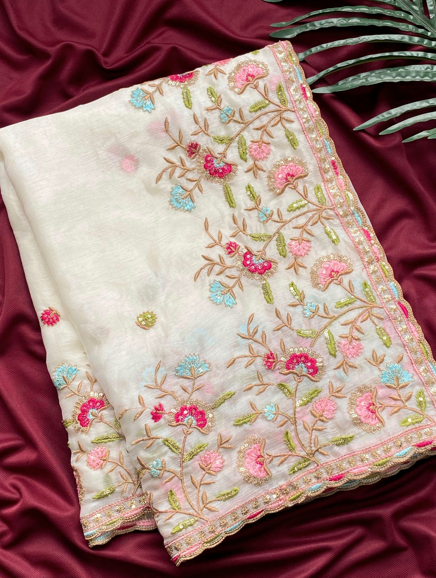 Pure Russell  crush silk  jimichu saree