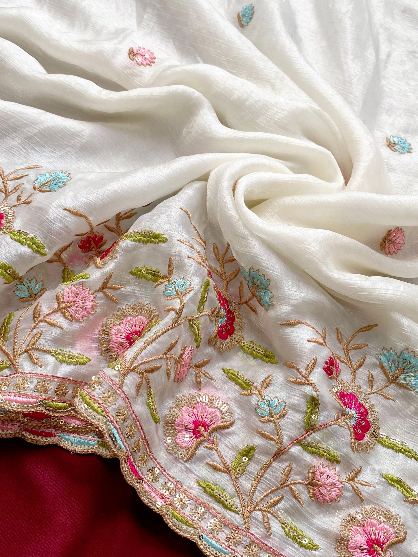 Pure Russell  crush silk  jimichu saree