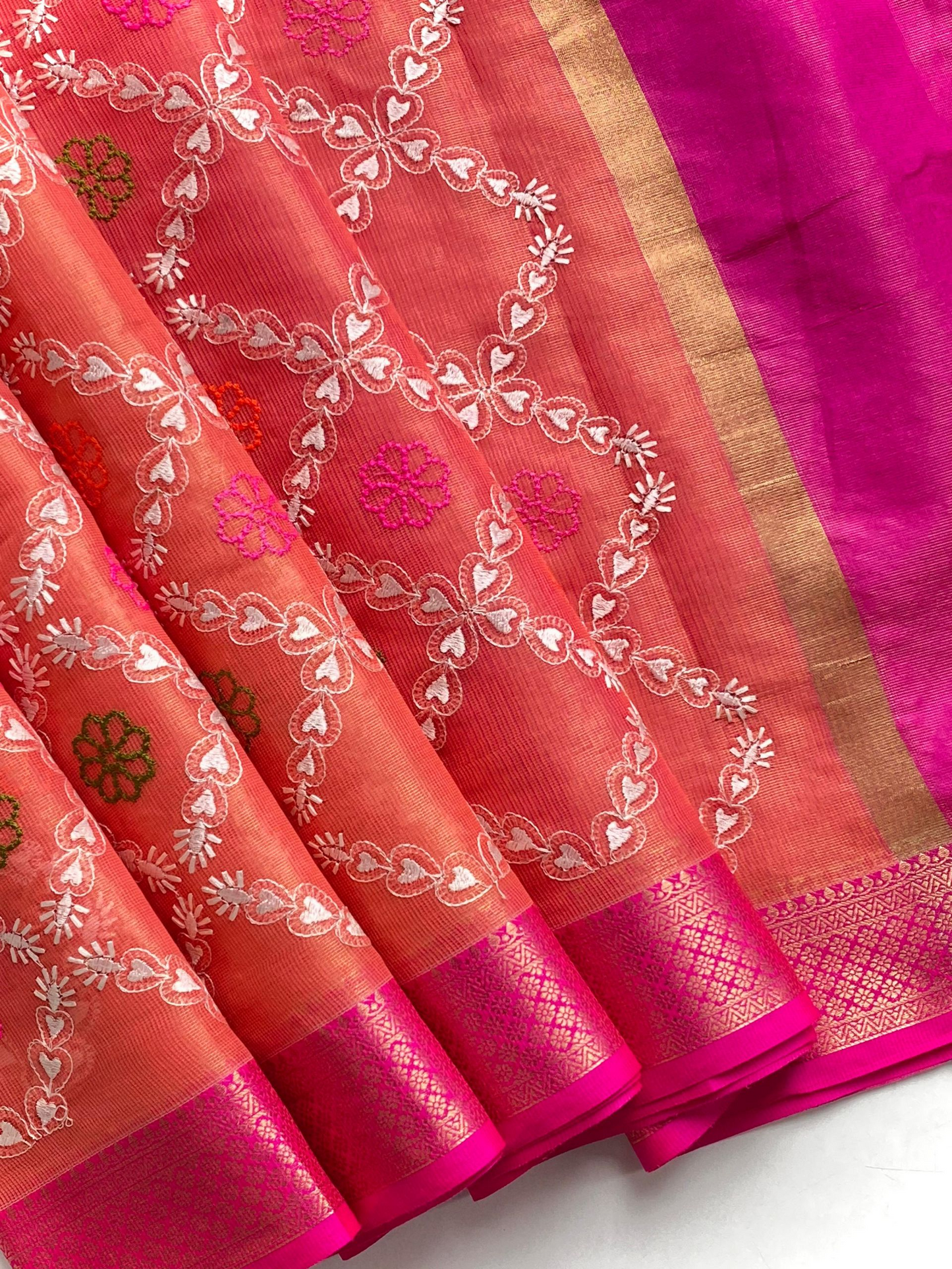 Tissue Kota Saree with embroidery