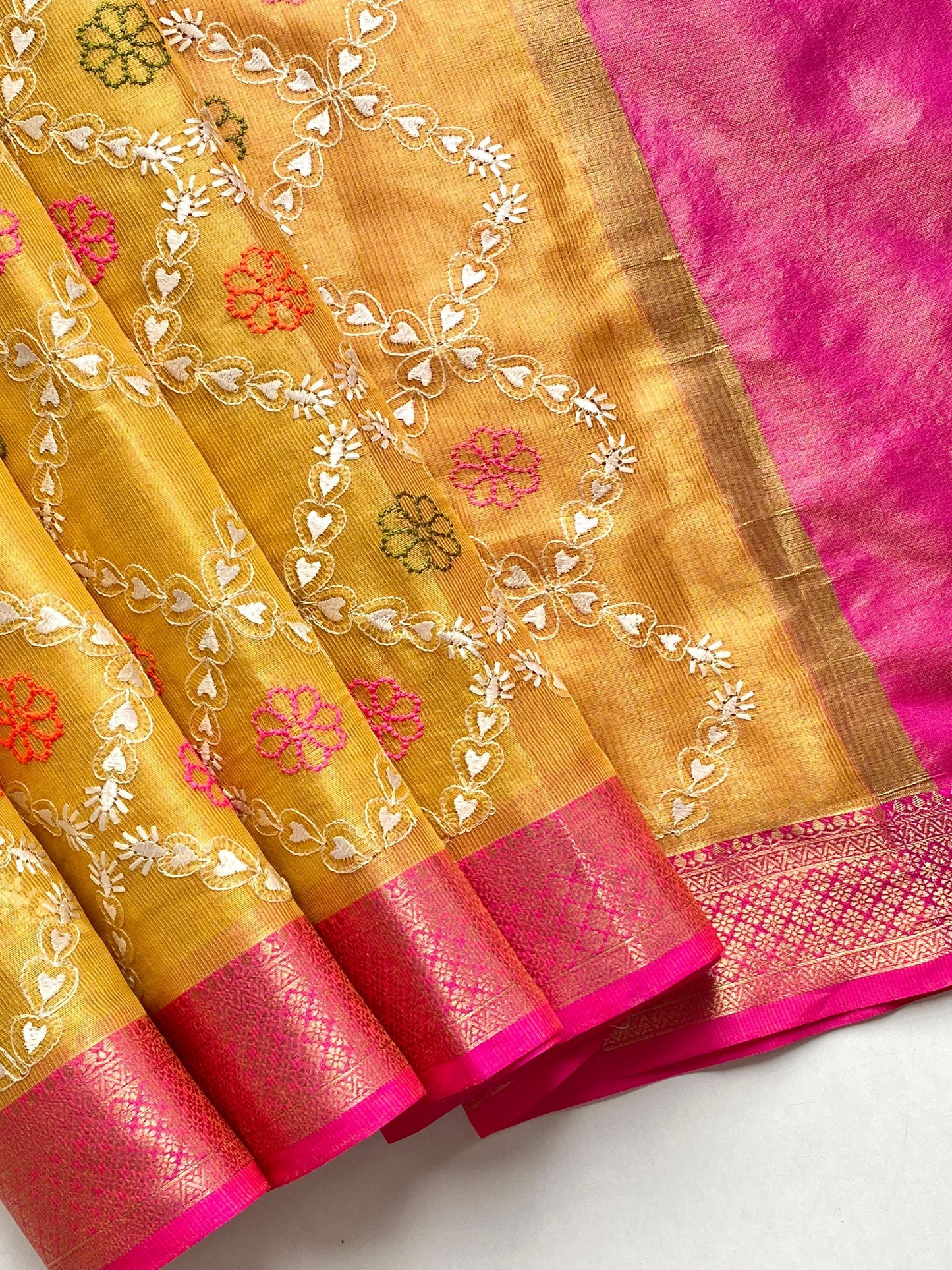 Beautiful Tissue Kota Saree with Embroidery