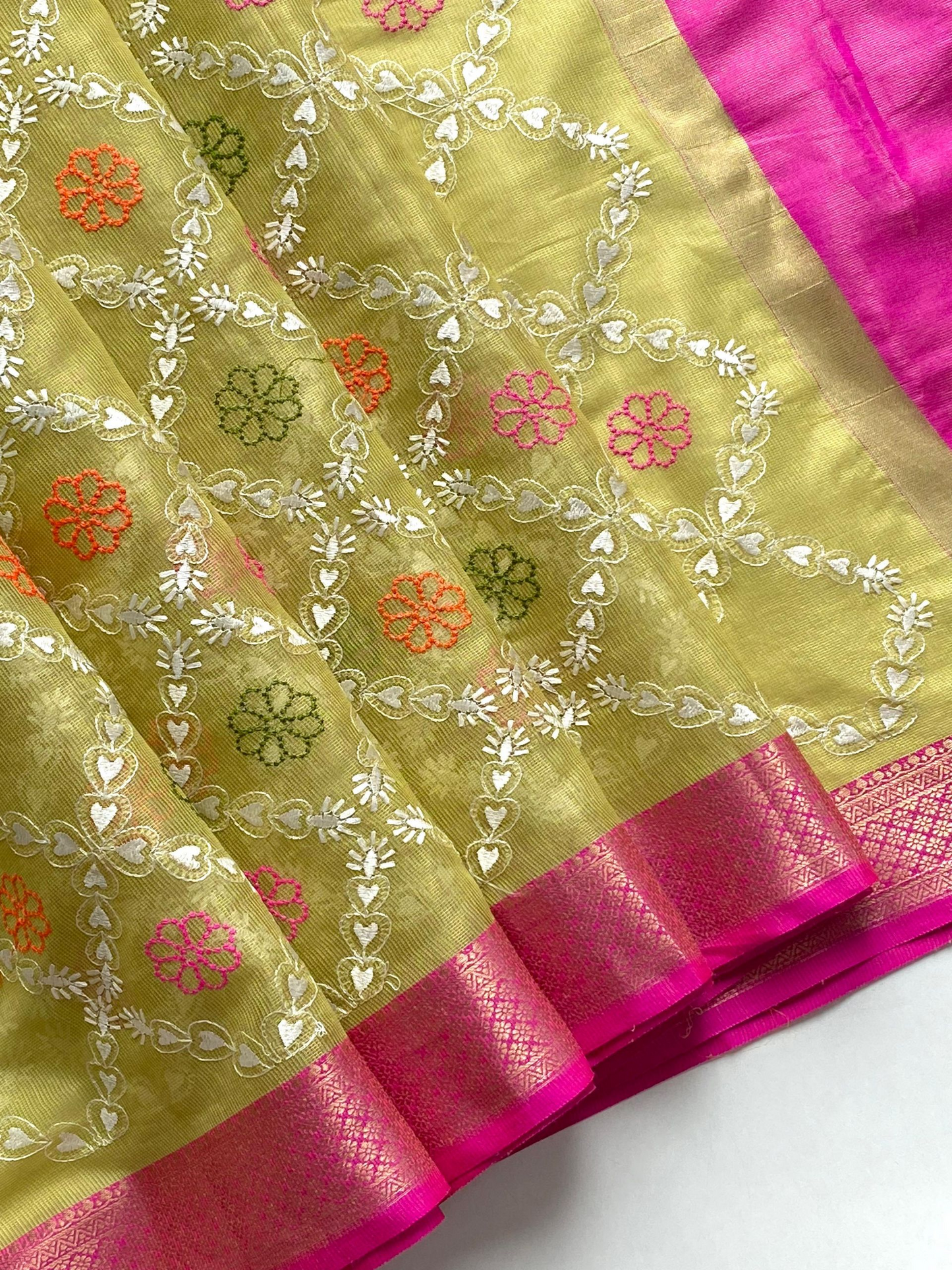 Beautiful Tissue Kota saree with Embroidery