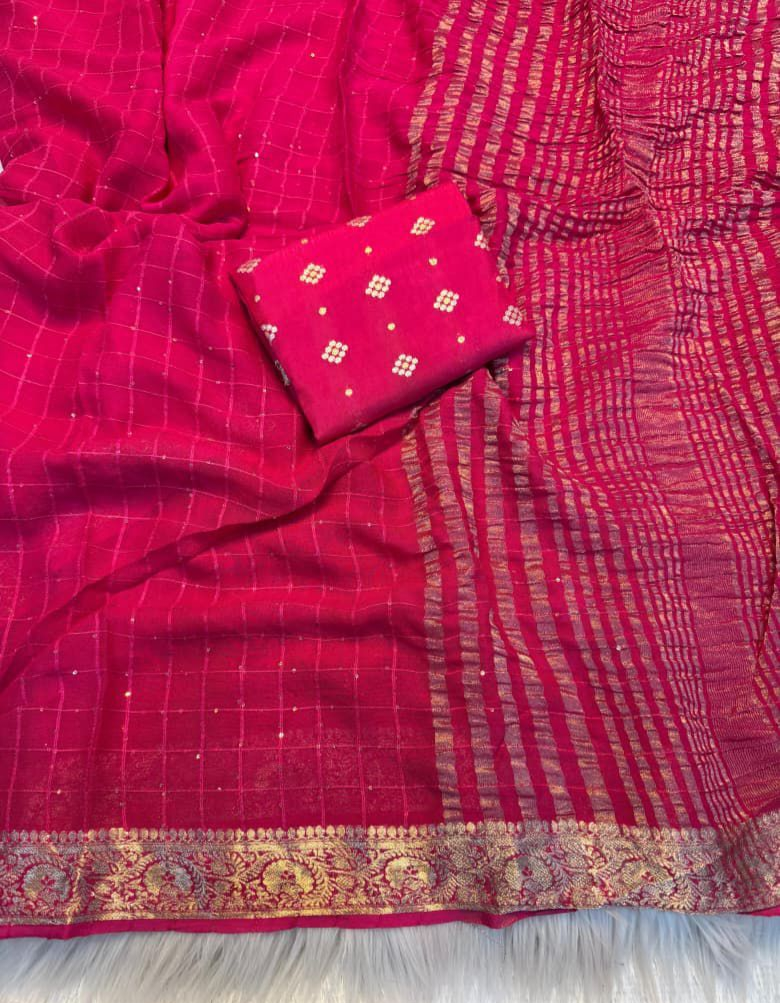 Beautiful viscose Georgette saree with sequence work (Delivery in 5-7 days)
