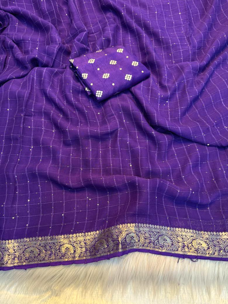 Beautiful viscose Georgette saree with sequence work