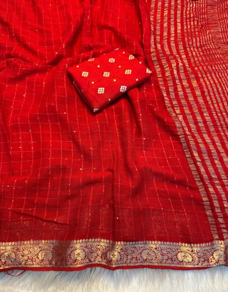 Beautiful Viscose Georgette saree with Sequence work (Delivery in 3-7 days )