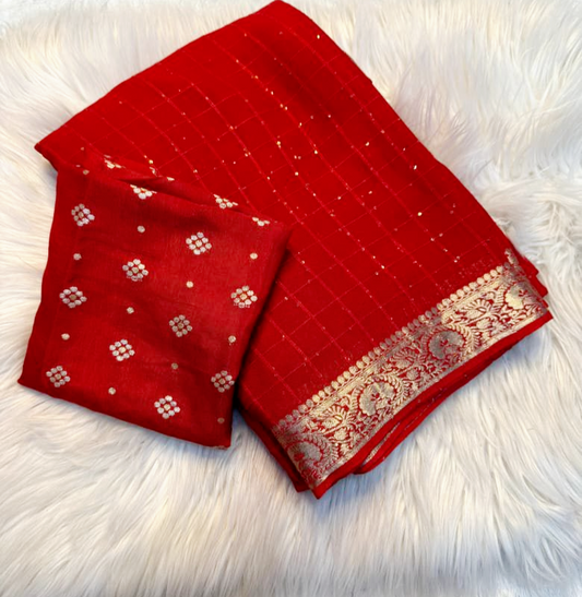 Beautiful Viscose Georgette saree with Sequence work (Delivery in 3-7 days )