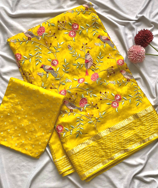Premium Silk saree with embroidery work