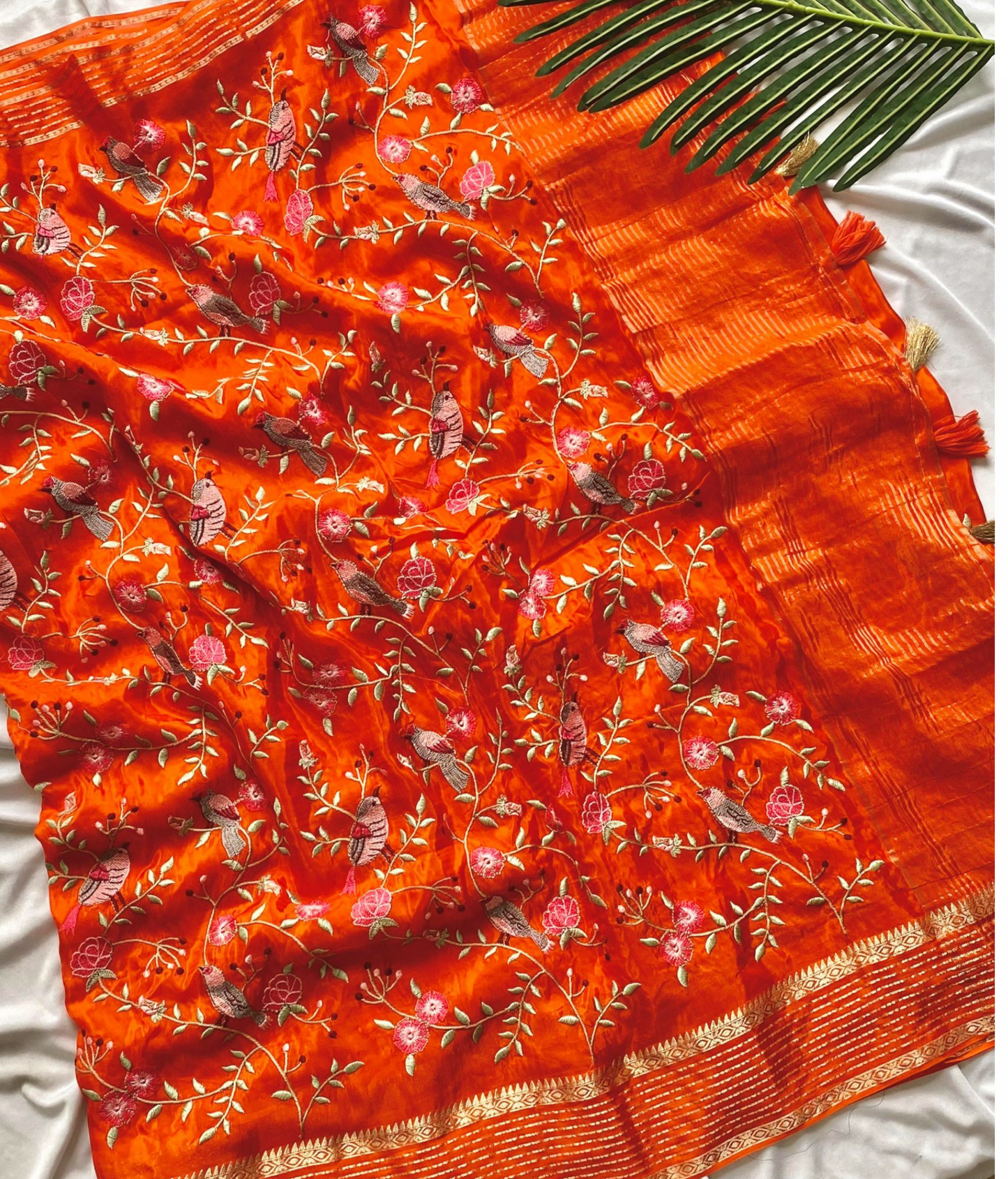 Premium silk saree with thread embroidery