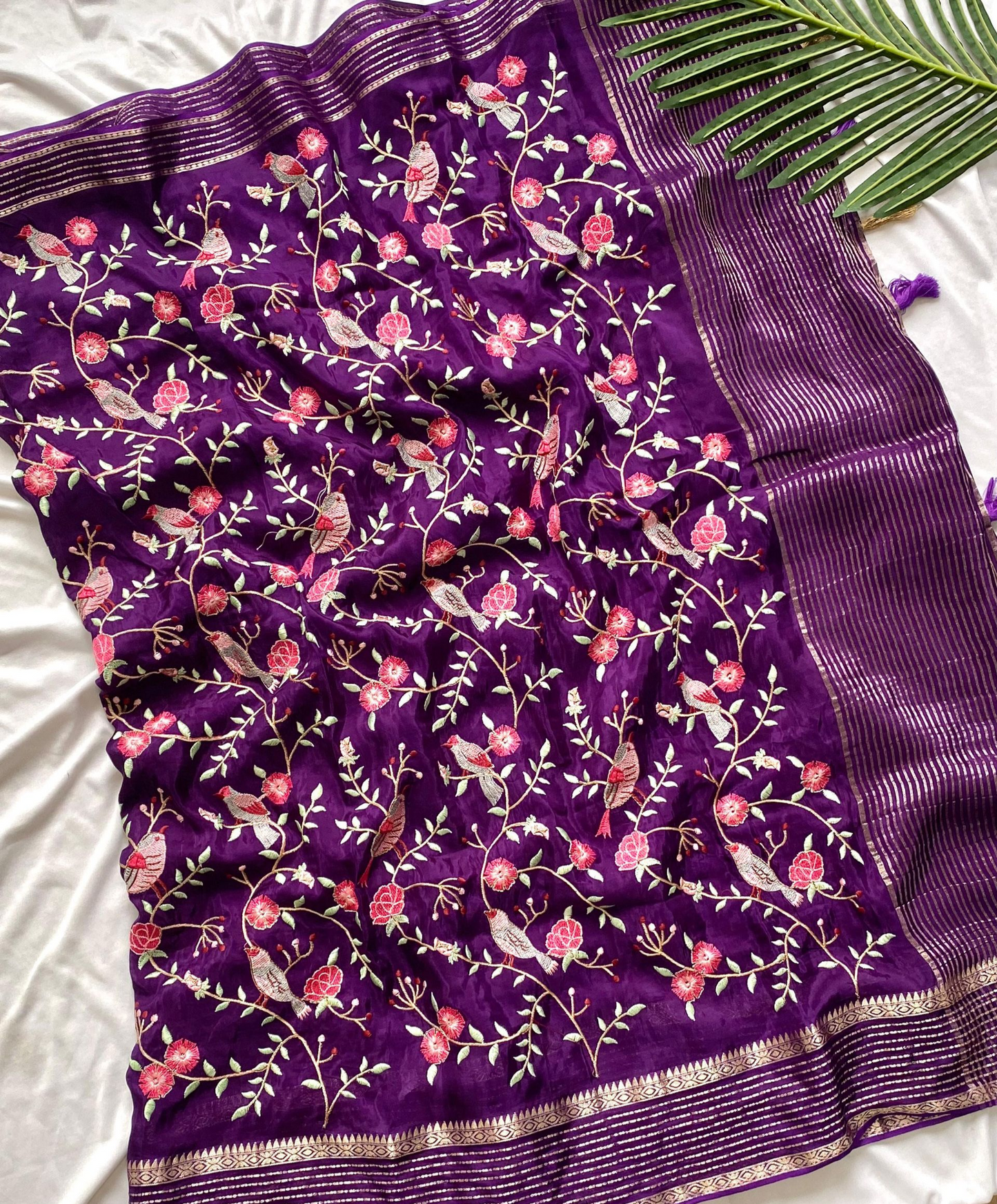 Premium silk saree with Thread embroidery