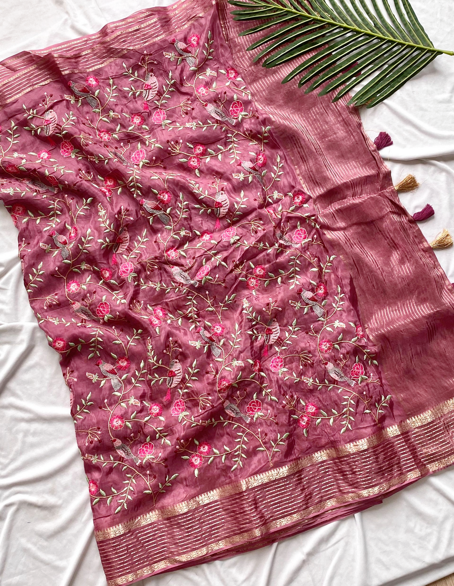Premium silk saree with Thread work embroidery