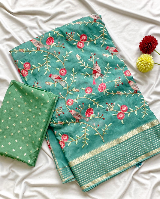 Premium silk saree with Thread embroidery