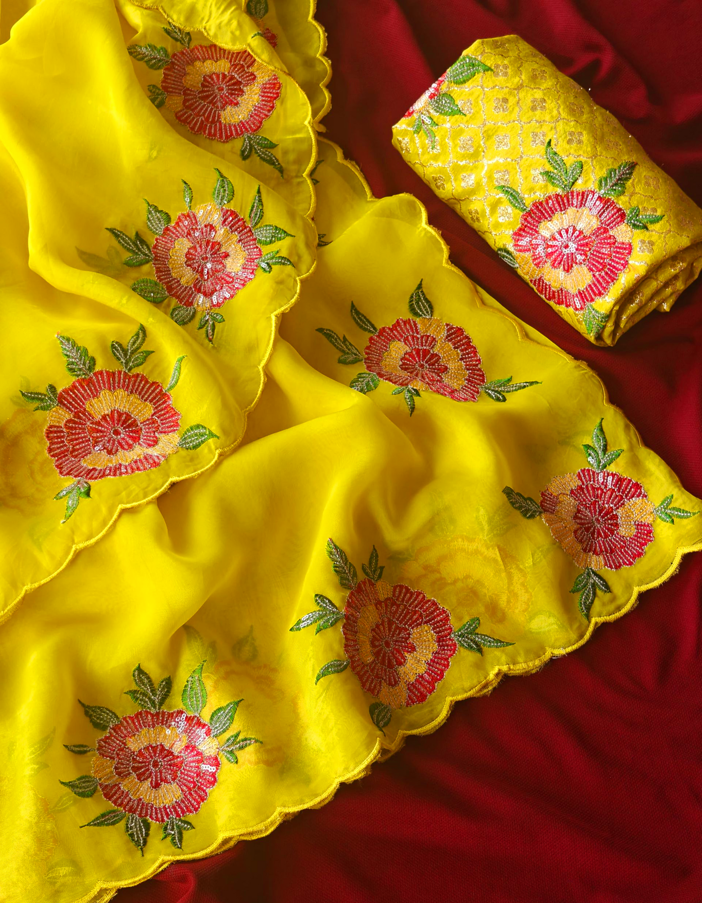 Pure Organza saree with Floral embroidery