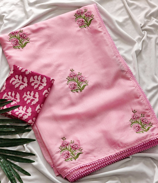 Beautiful  premium Kota Doriya saree with scallop border