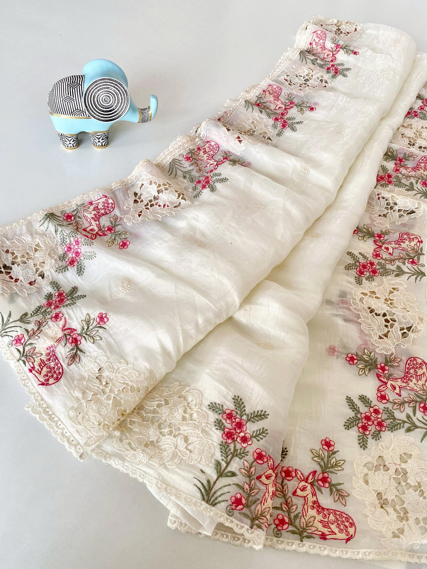 Paper silk saree with embroidery