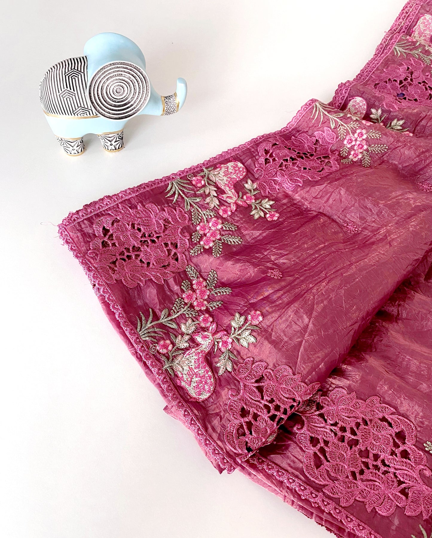 Paper silk saree with embroidery