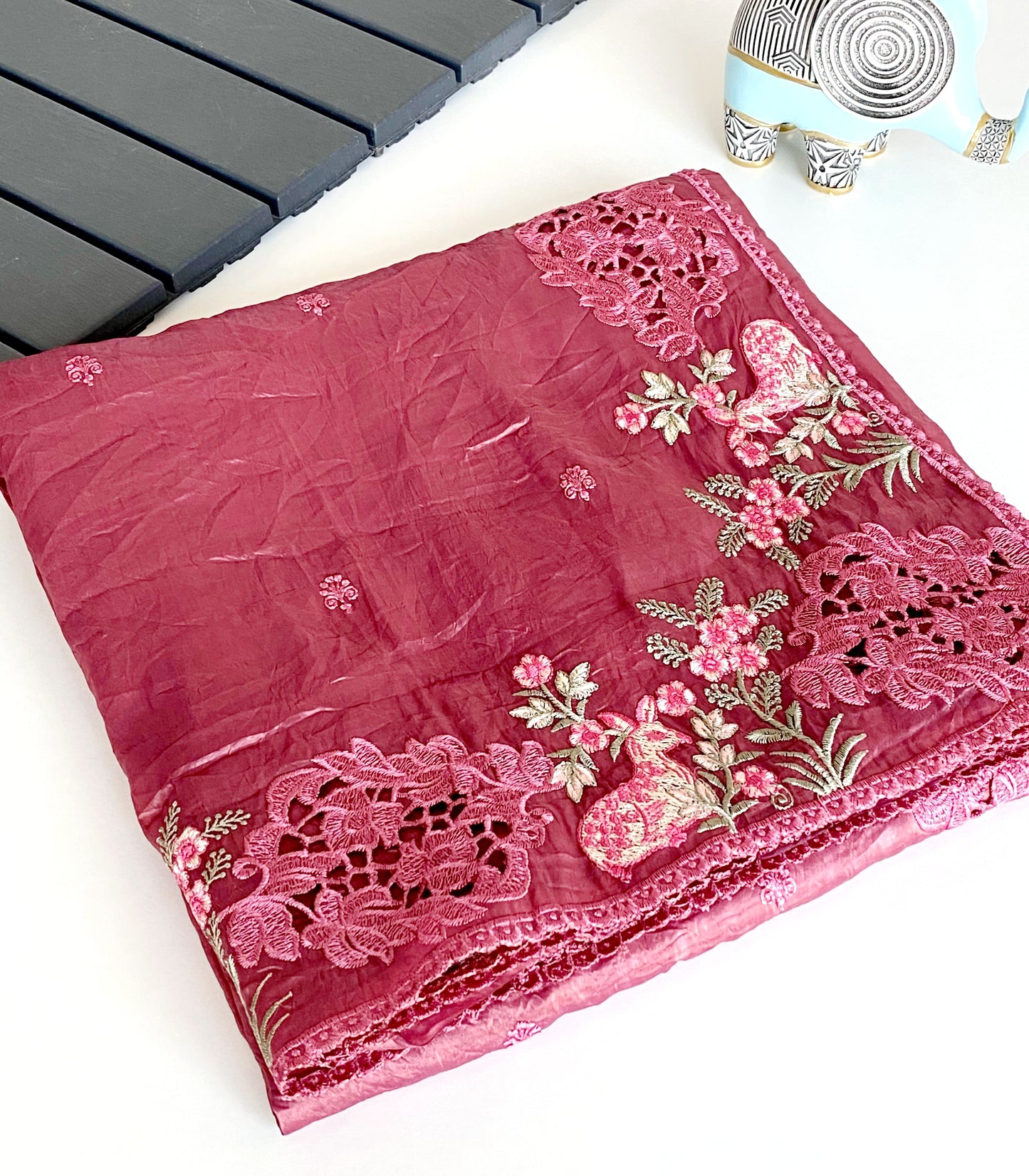Paper silk saree with embroidery