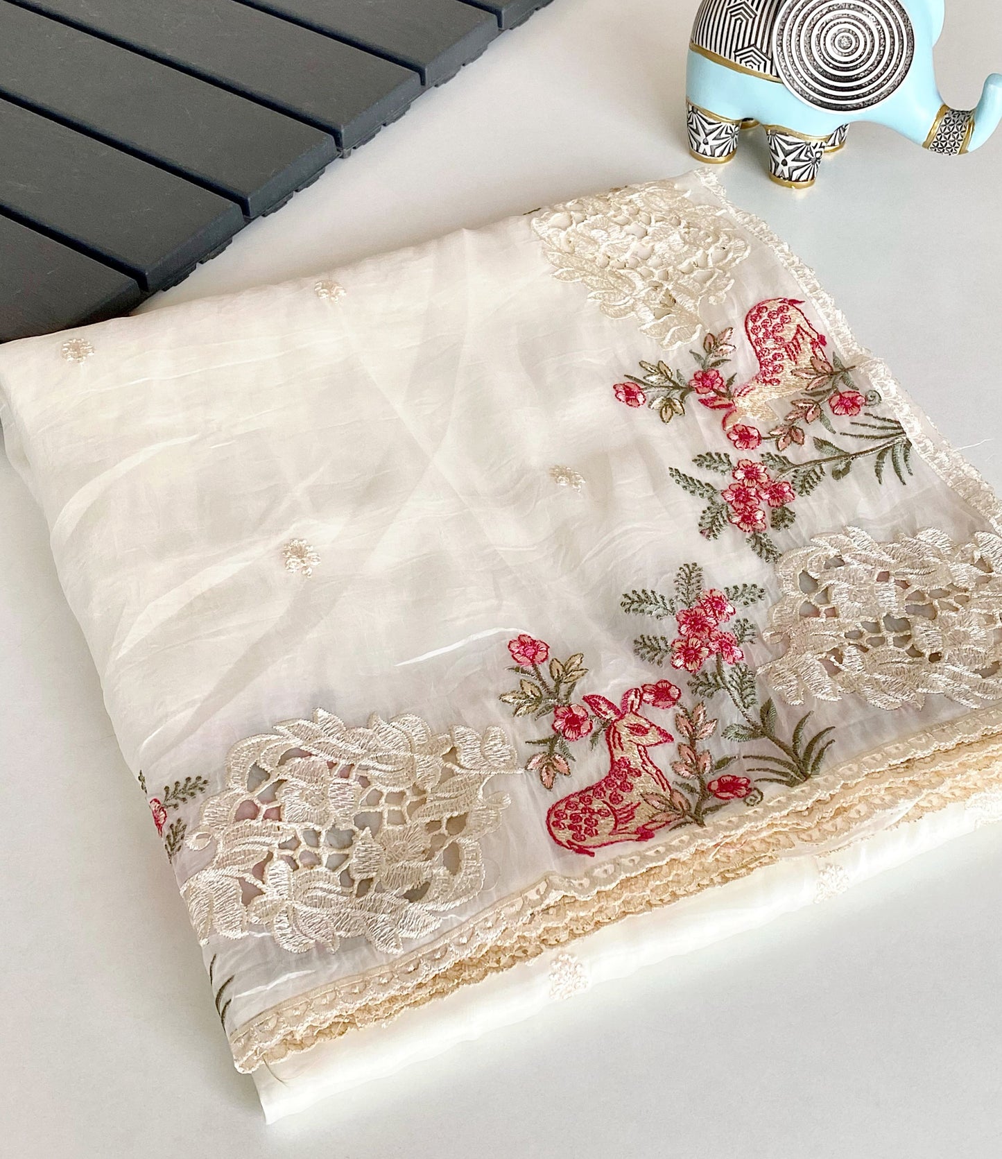 Paper silk saree with embroidery