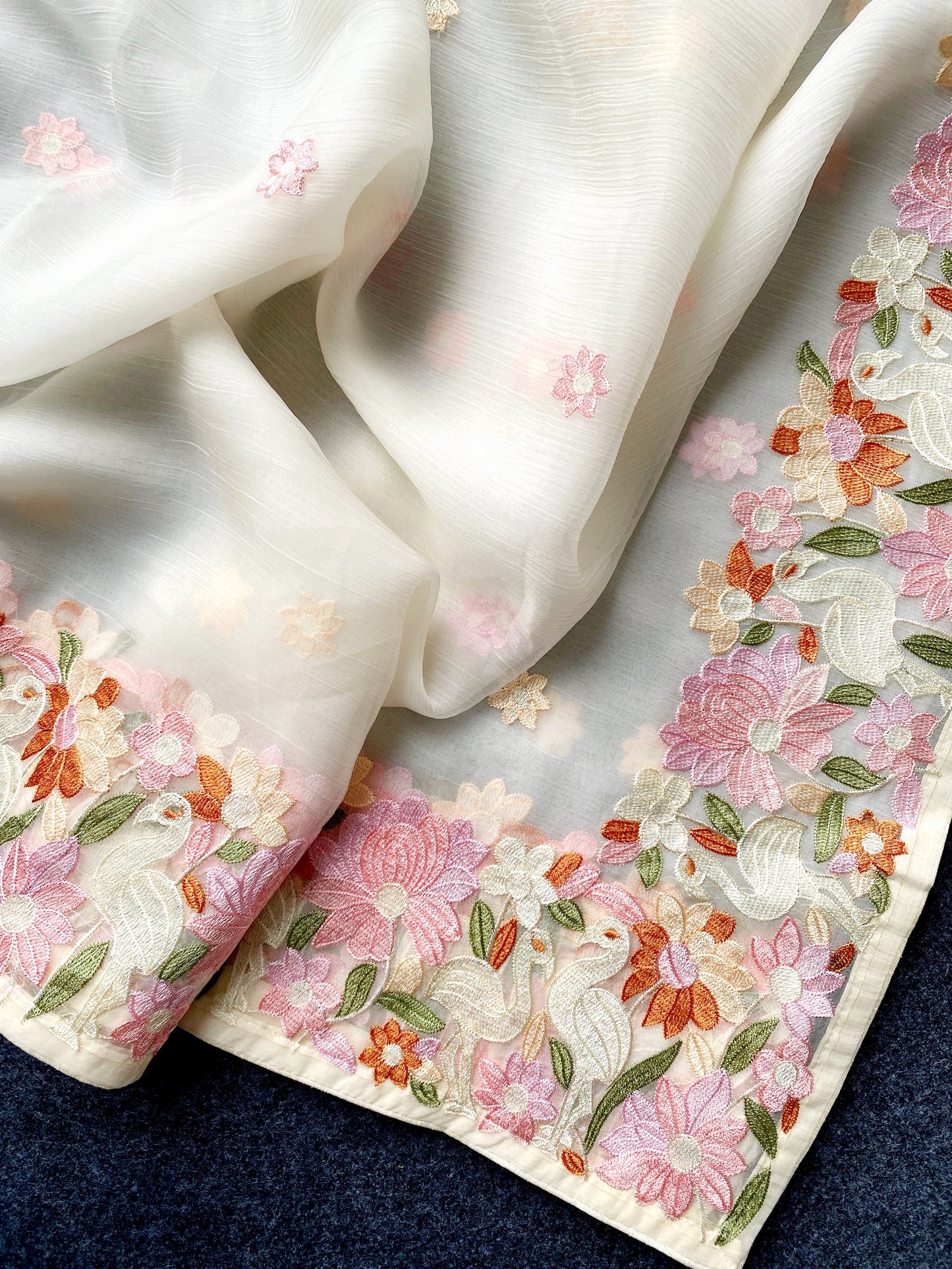 Beautiful chiffon saree with embroidery