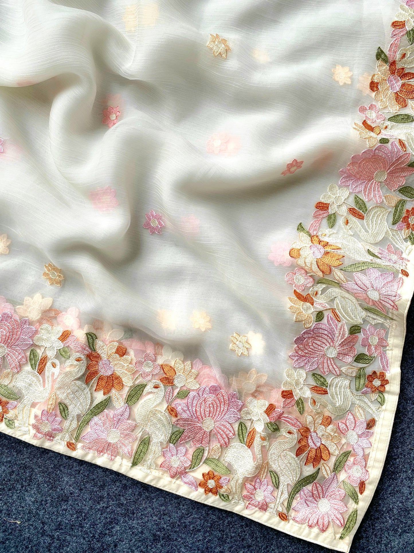 Beautiful chiffon saree with embroidery