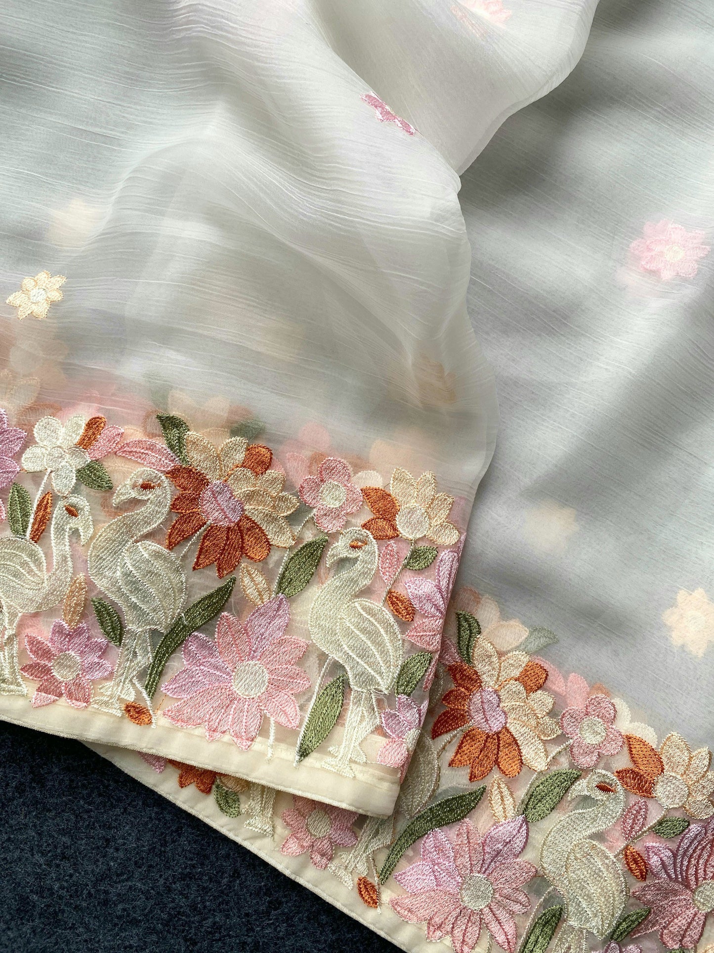 Beautiful chiffon saree with embroidery