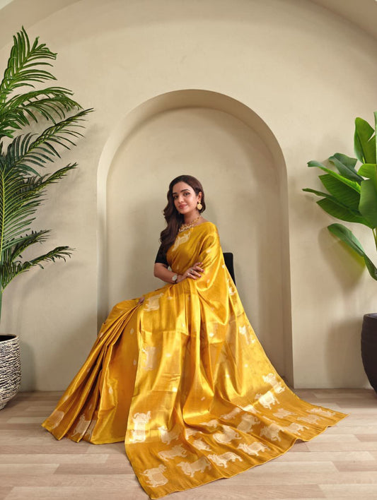 Tissue silk saree with pichwai pattern