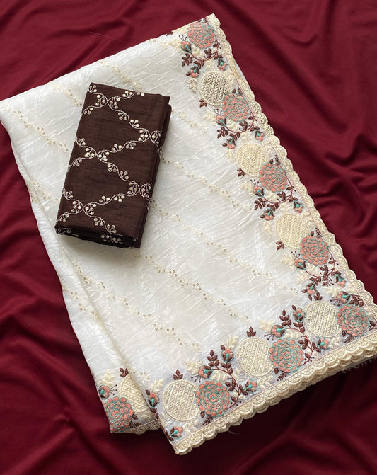 Premium crush silk saree with embroidery