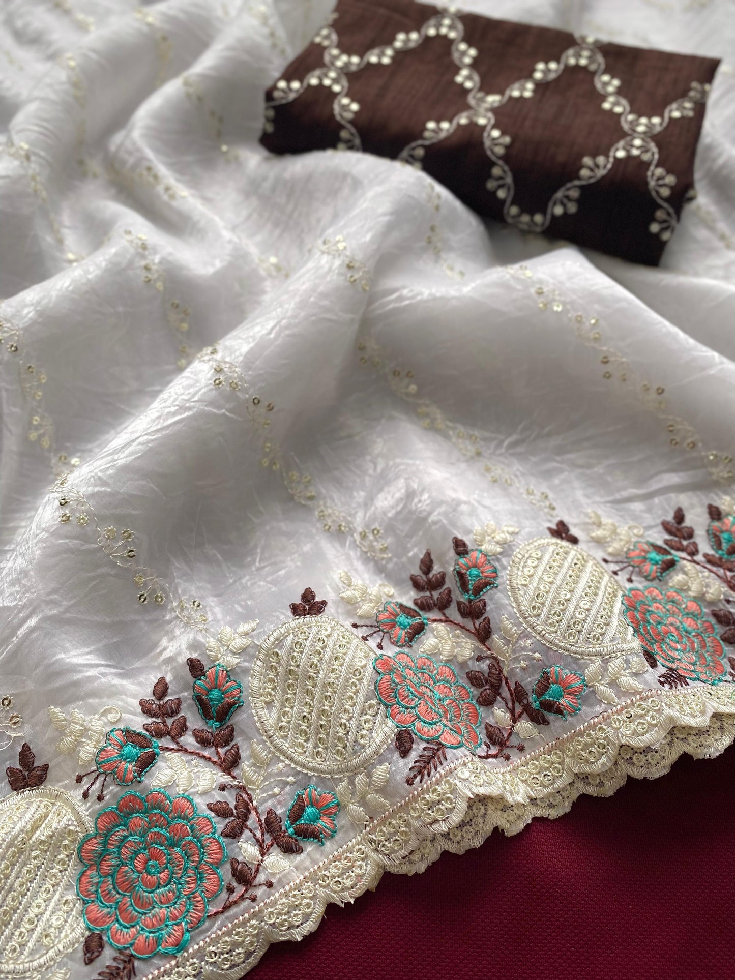 Premium crush silk saree with embroidery