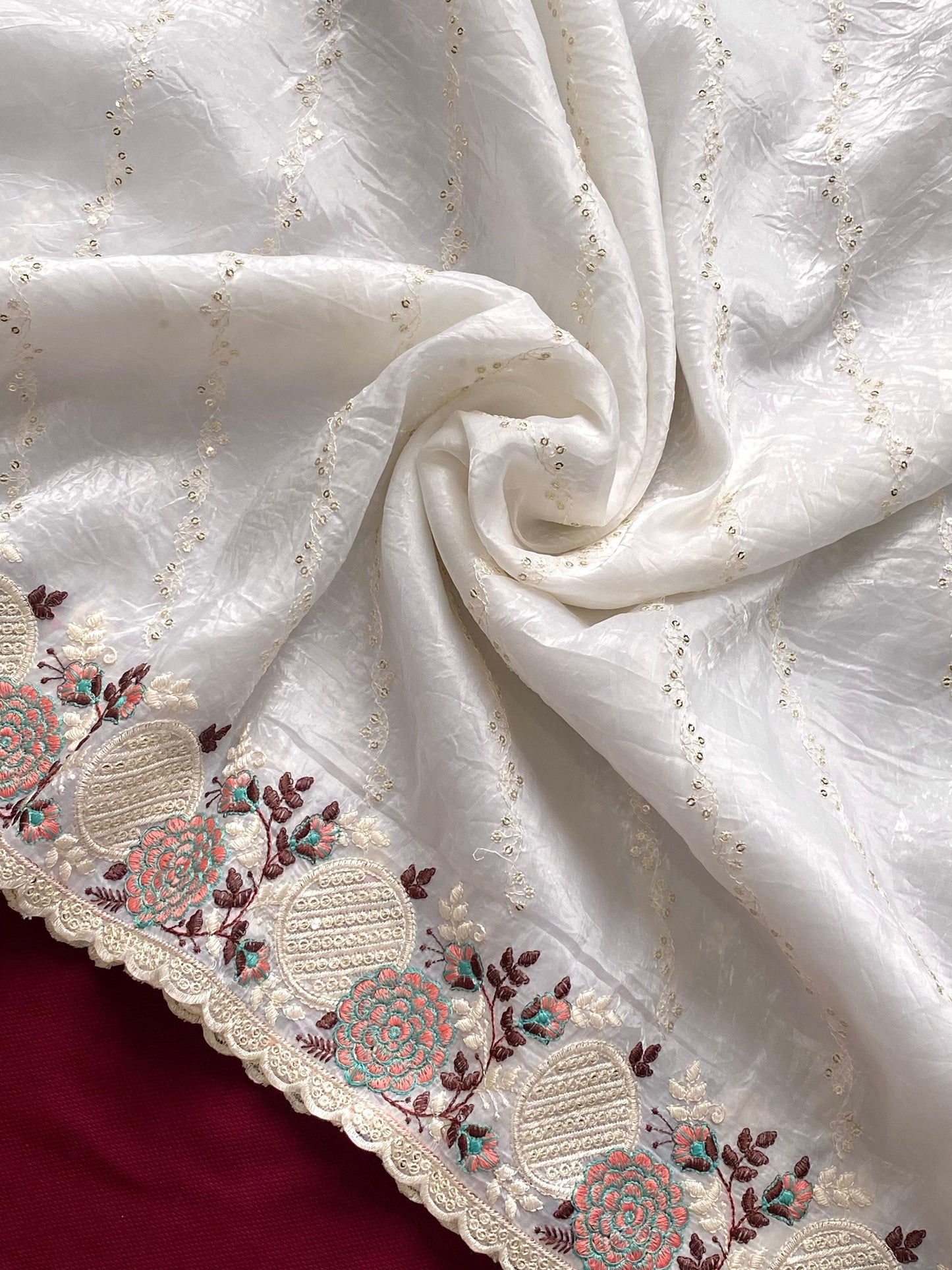Premium crush silk saree with embroidery