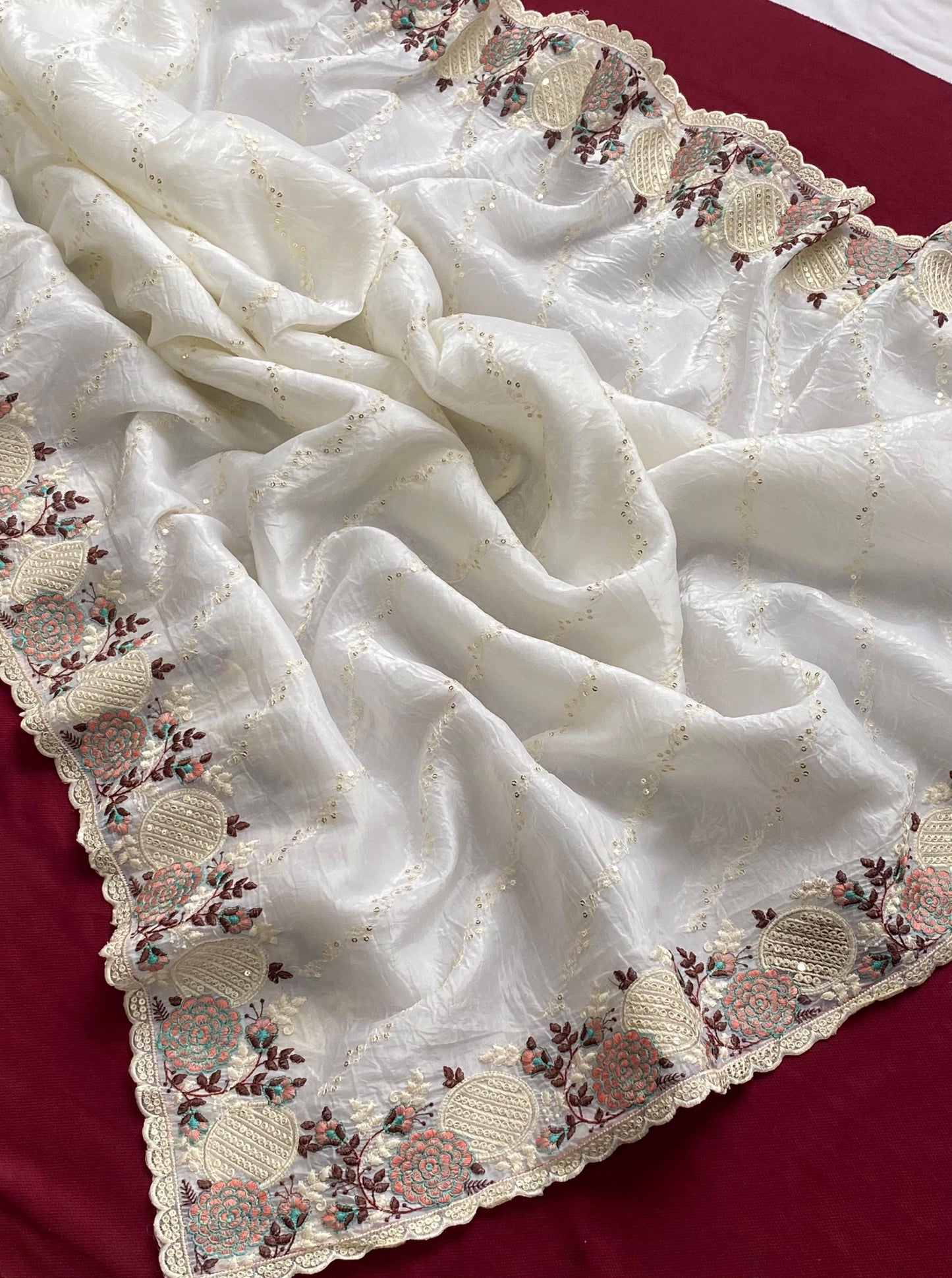 Premium crush silk saree with embroidery