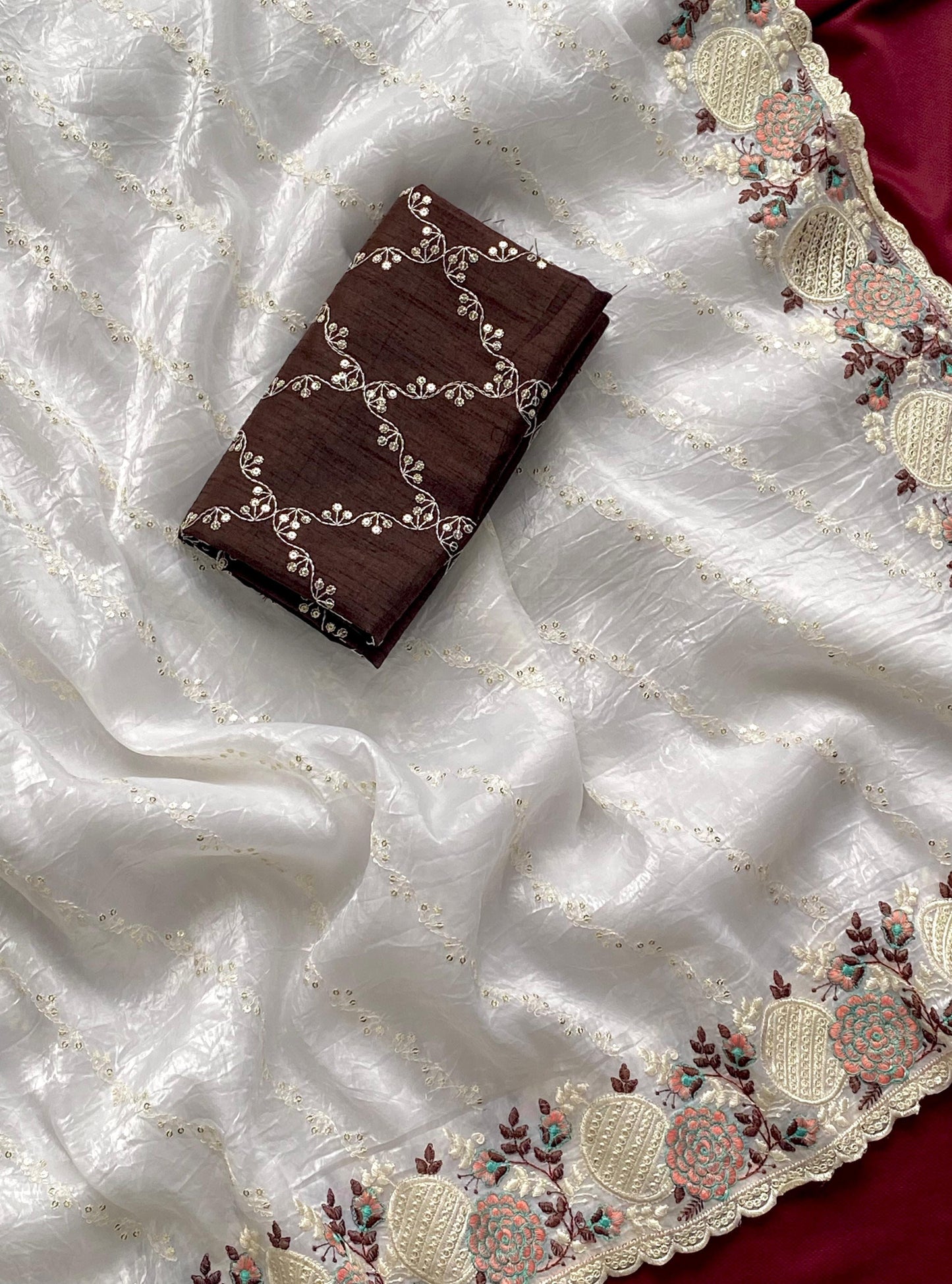 Premium crush silk saree with embroidery