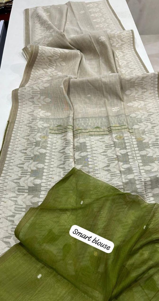 Soft munga cotton saree with Jamadani concept
