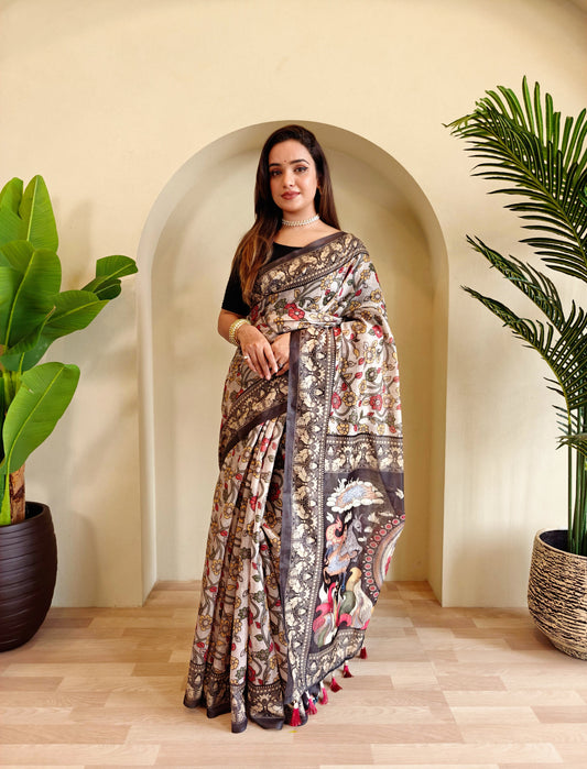Soft cotton chanderi digital print saree