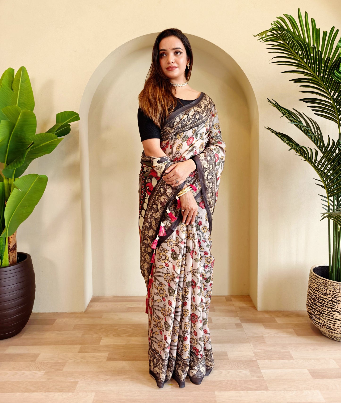 Soft cotton chanderi digital print saree