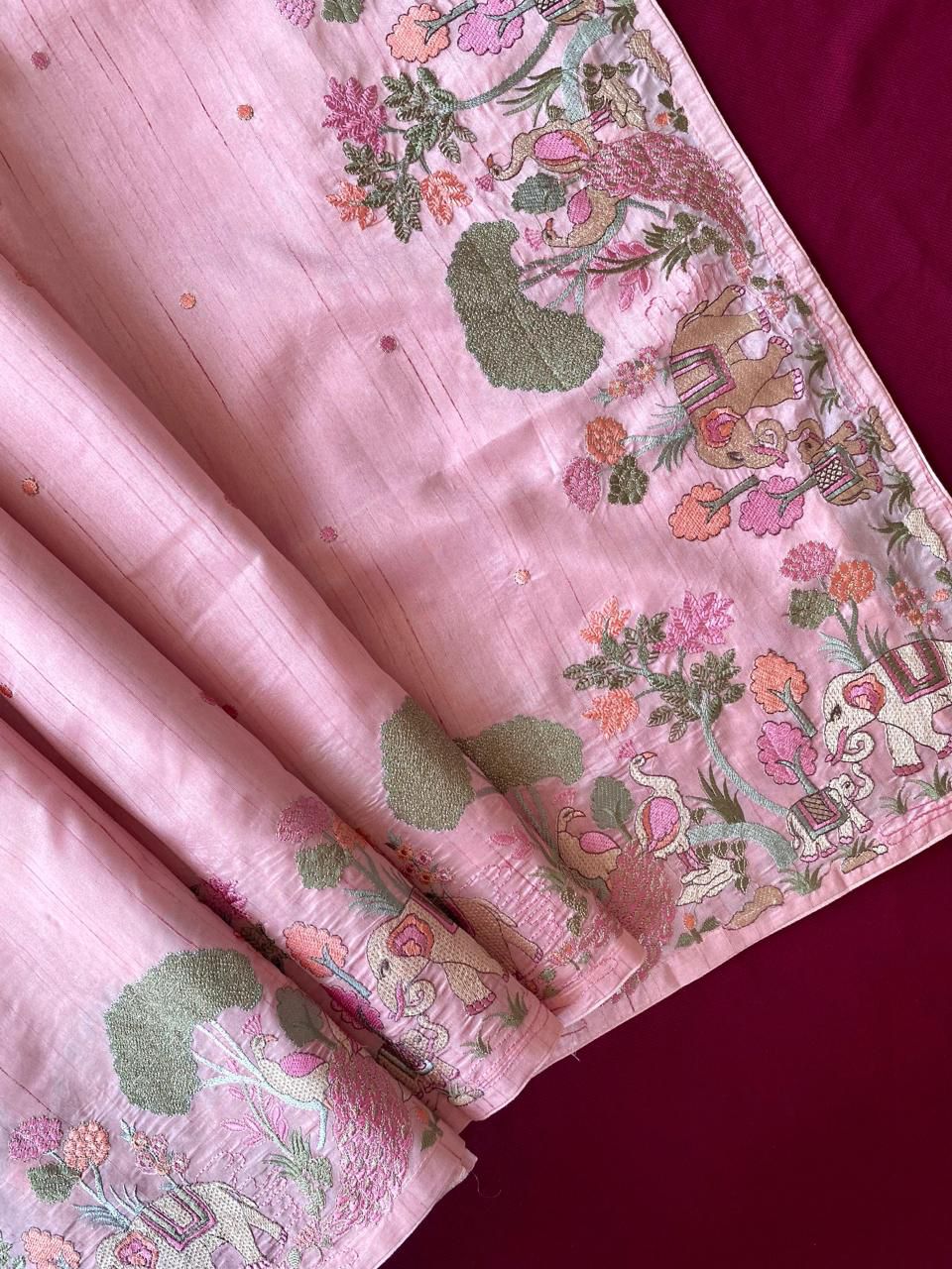 Tussar silk saree with embroidery