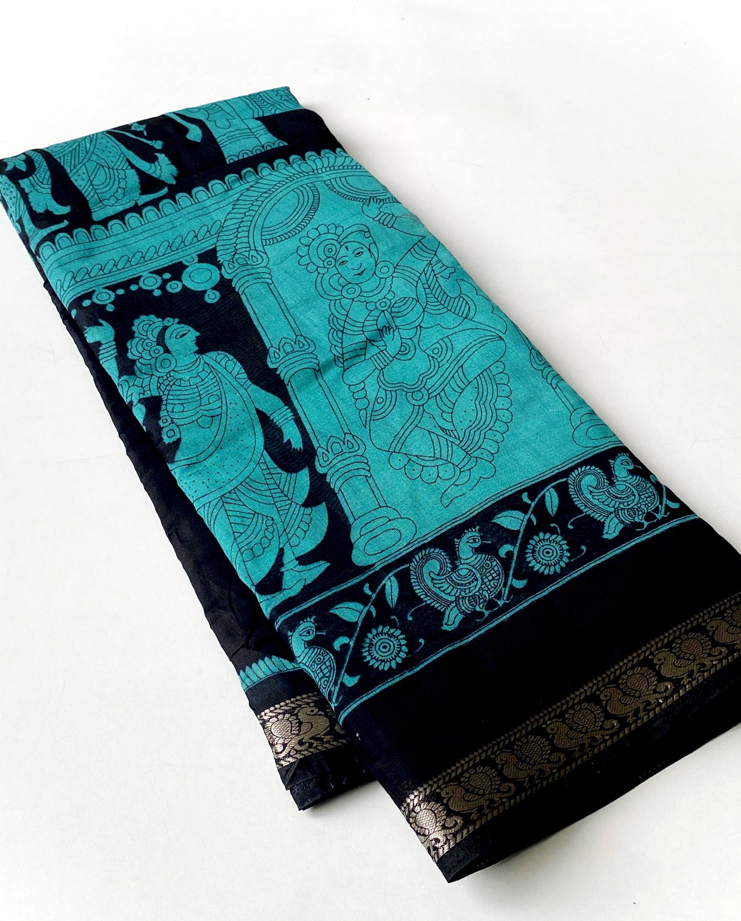 Mangalagiri silk saree with kalamkari print