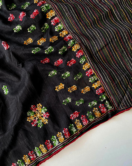 Pure Jute silk saree with embroidery
