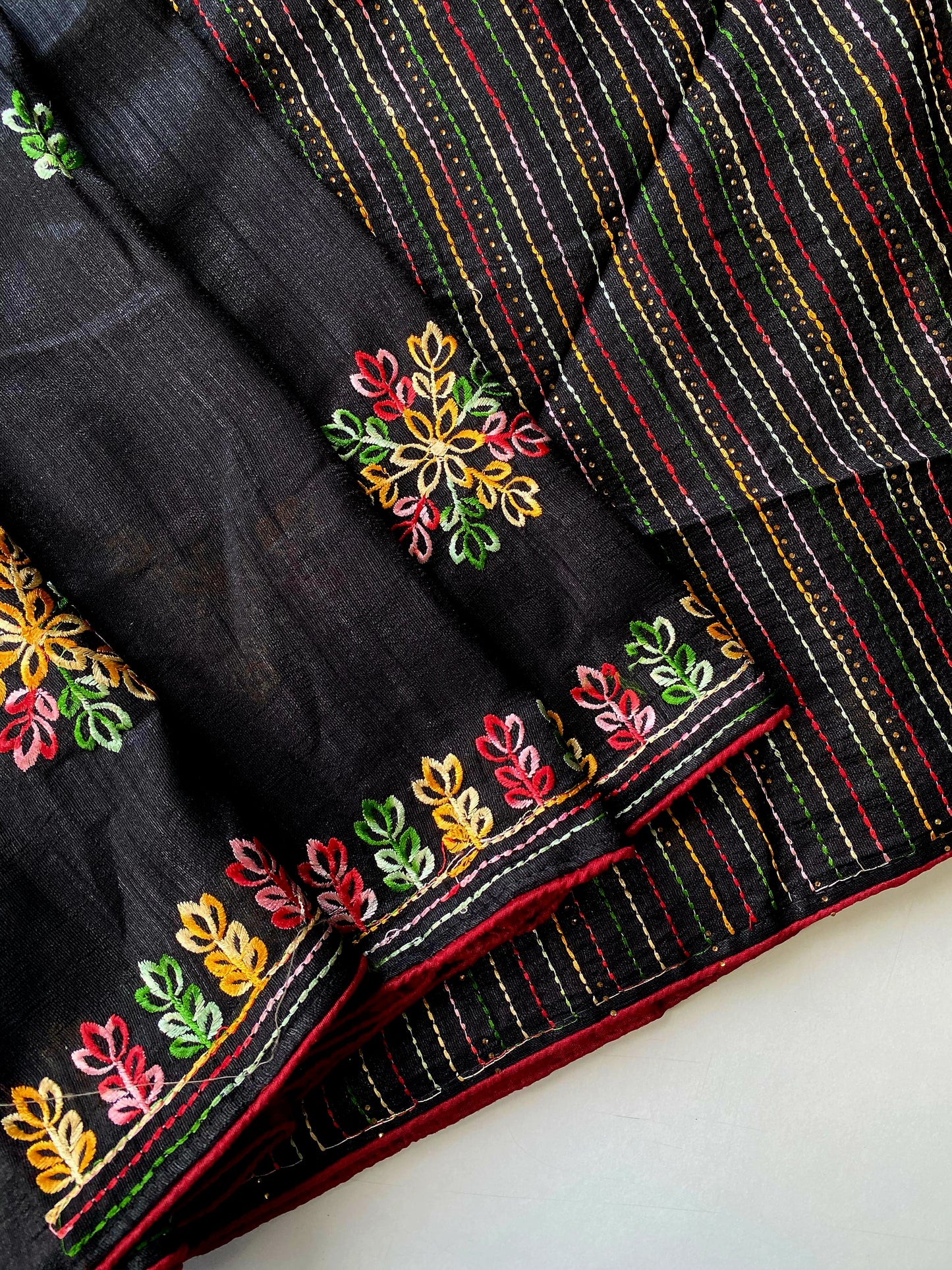 Pure Jute silk saree with embroidery