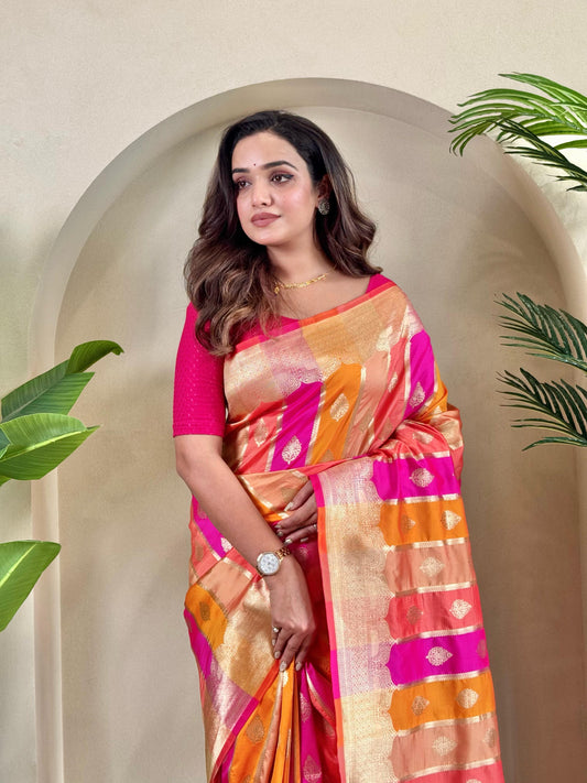 Tissue silk saree with meenakari work
