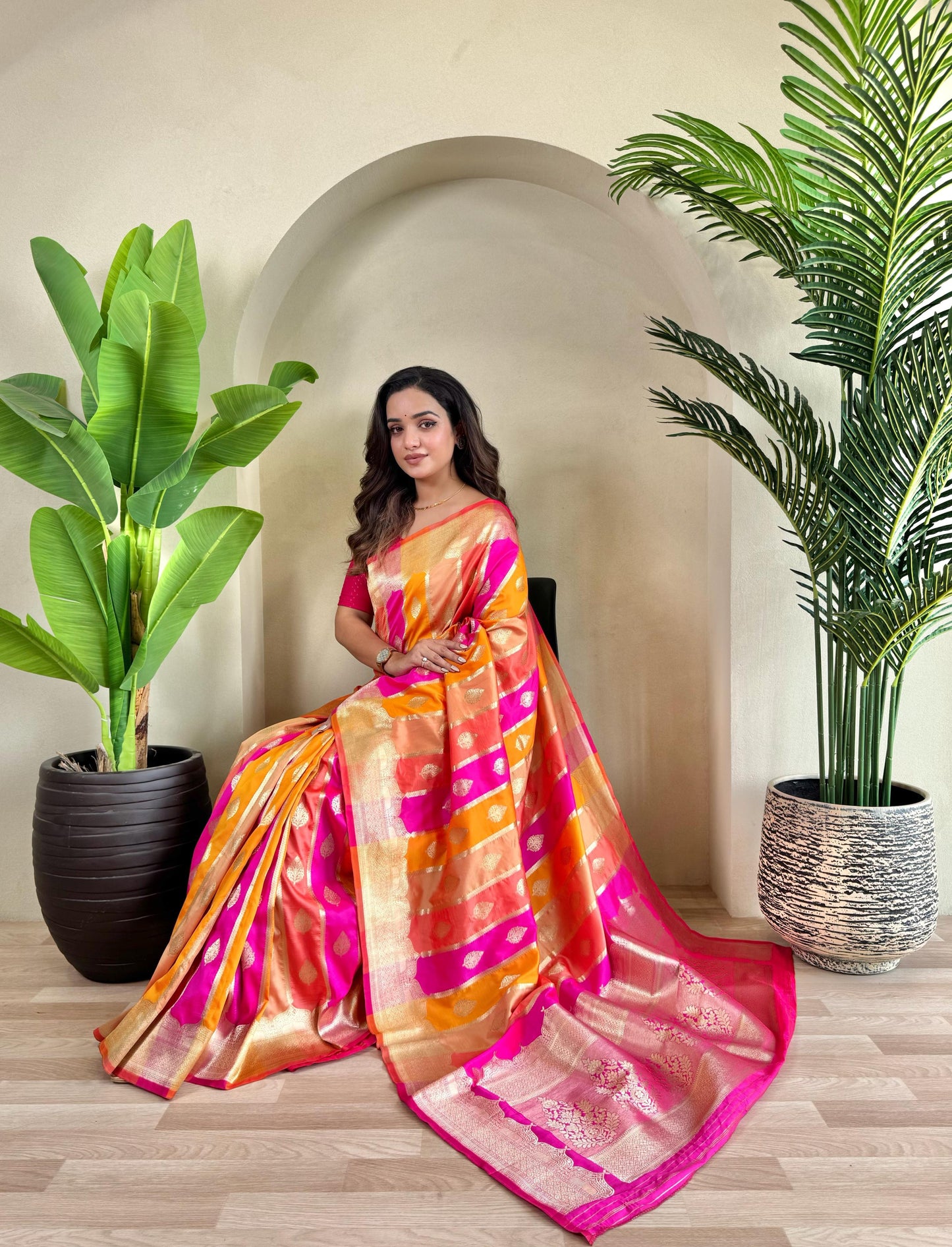 Tissue silk saree with meenakari work